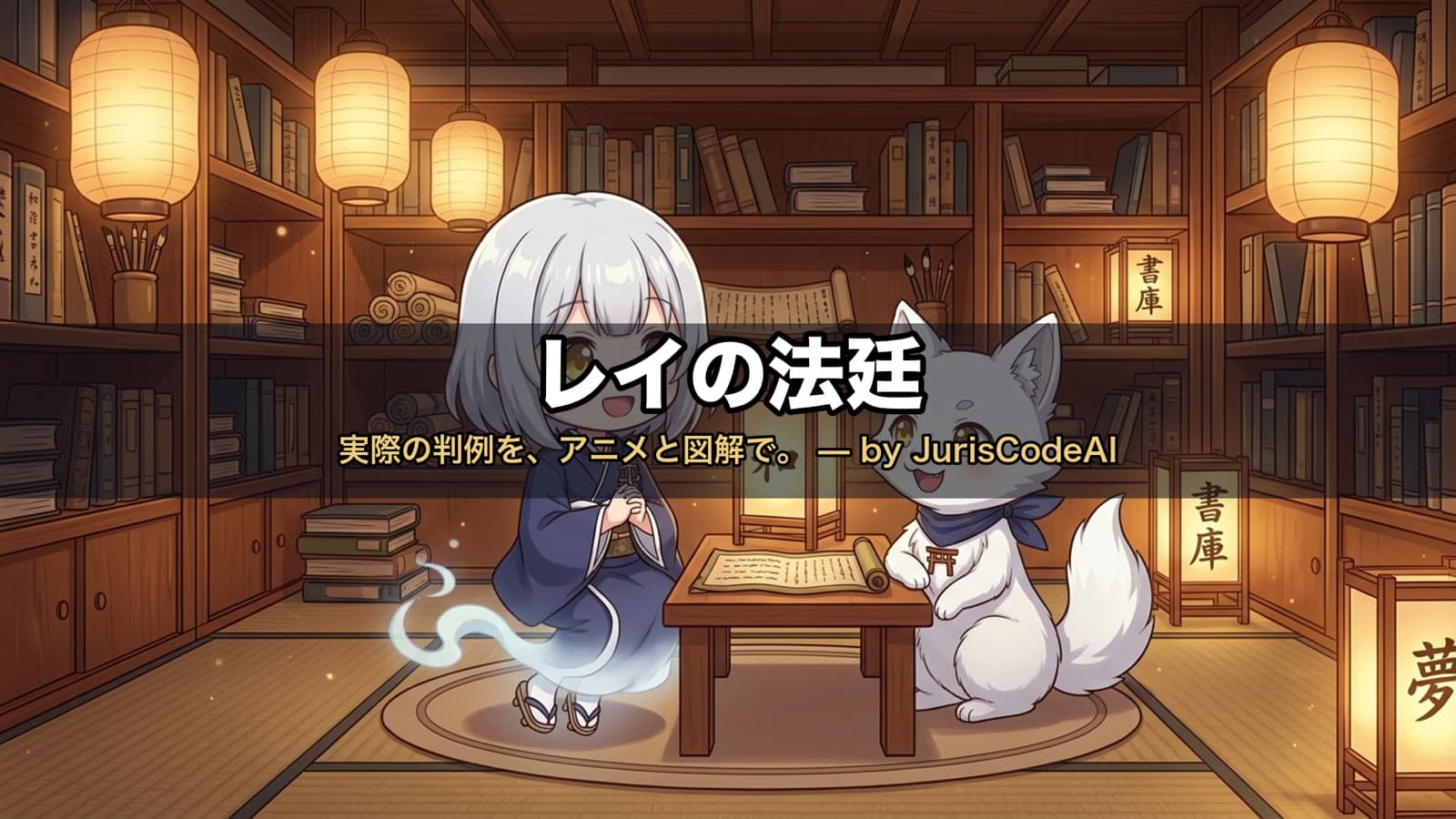 レイの法廷のチャンネルバナー(司書レイと白狐みょうぶ)