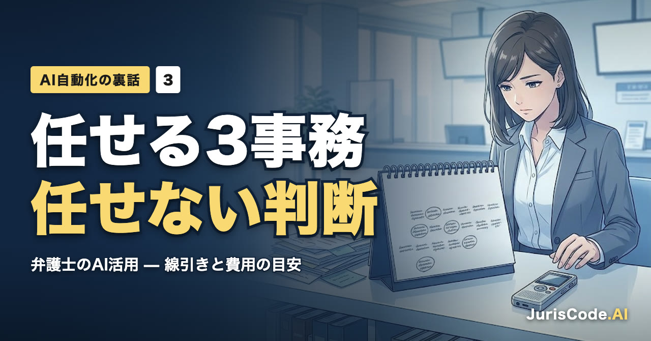 任せる3事務任せない判断 — 弁護士のAI活用 — 線引きと費用の目安