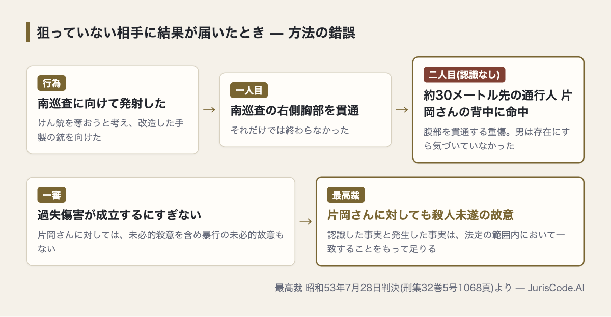 発砲から通行人への命中と審級ごとの判断