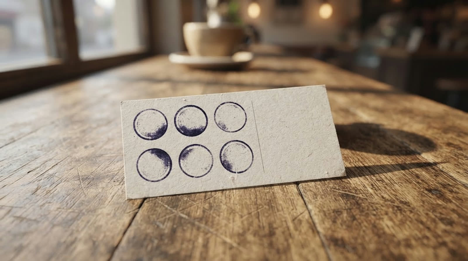 カウンターの上のスタンプカード