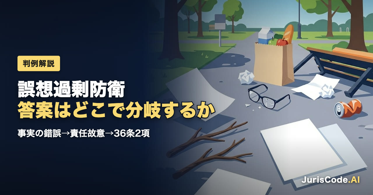 誤想過剰防衛答案はどこで分岐するか — 事実の錯誤→責任故意→36条2項