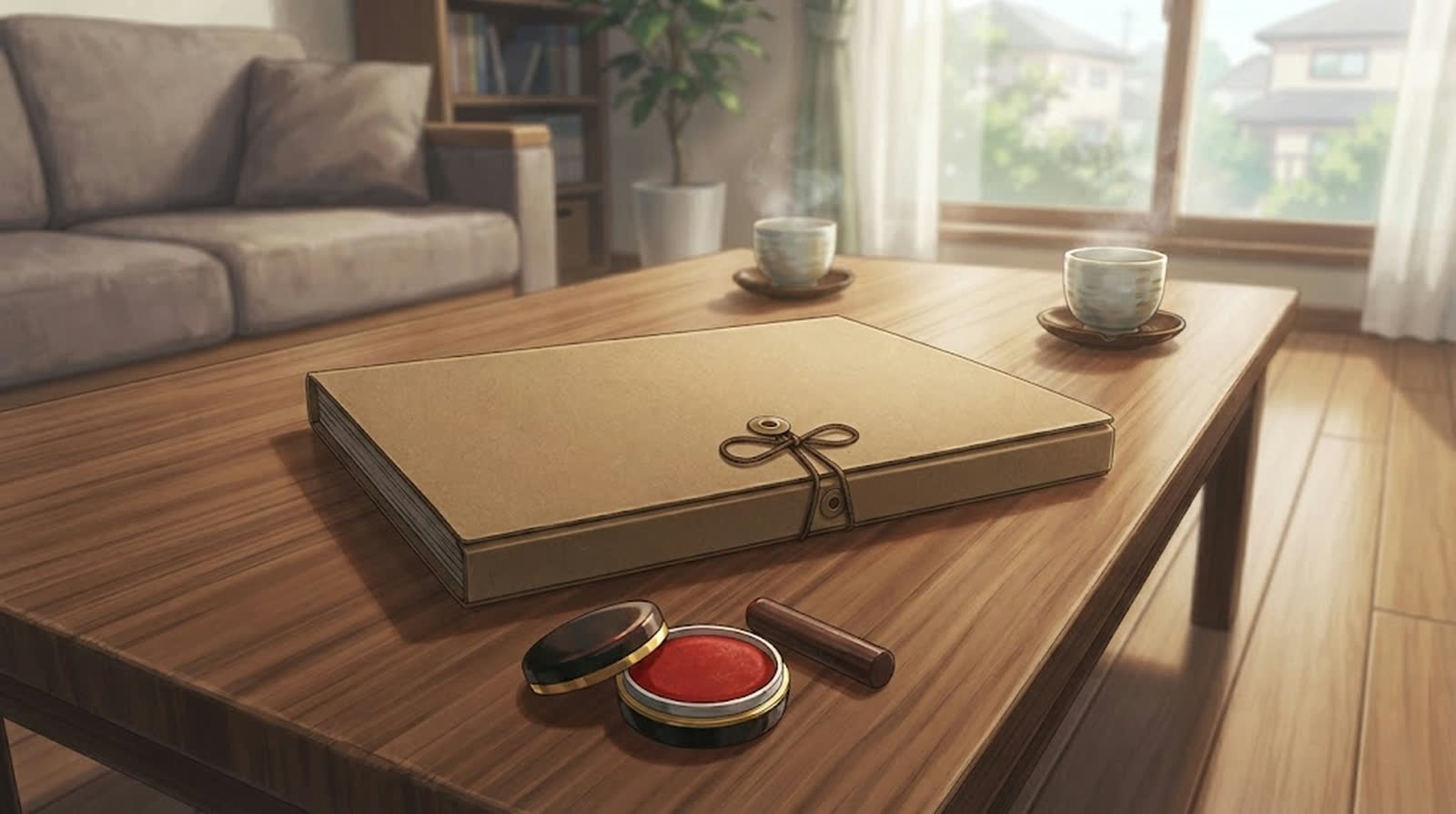 閉じたままの書類ばさみと印鑑