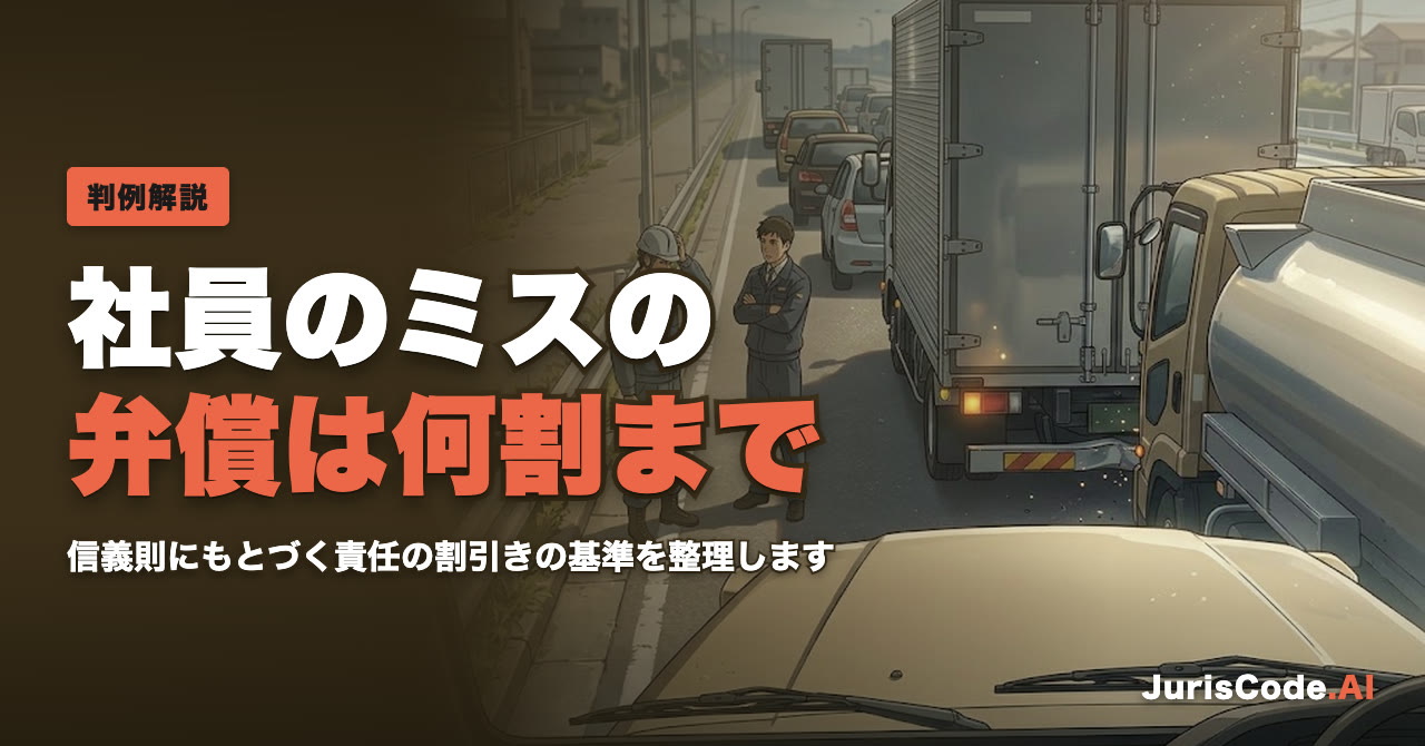 社員のミスの弁償は何割まで — 信義則にもとづく責任の割引きの基準を整理します