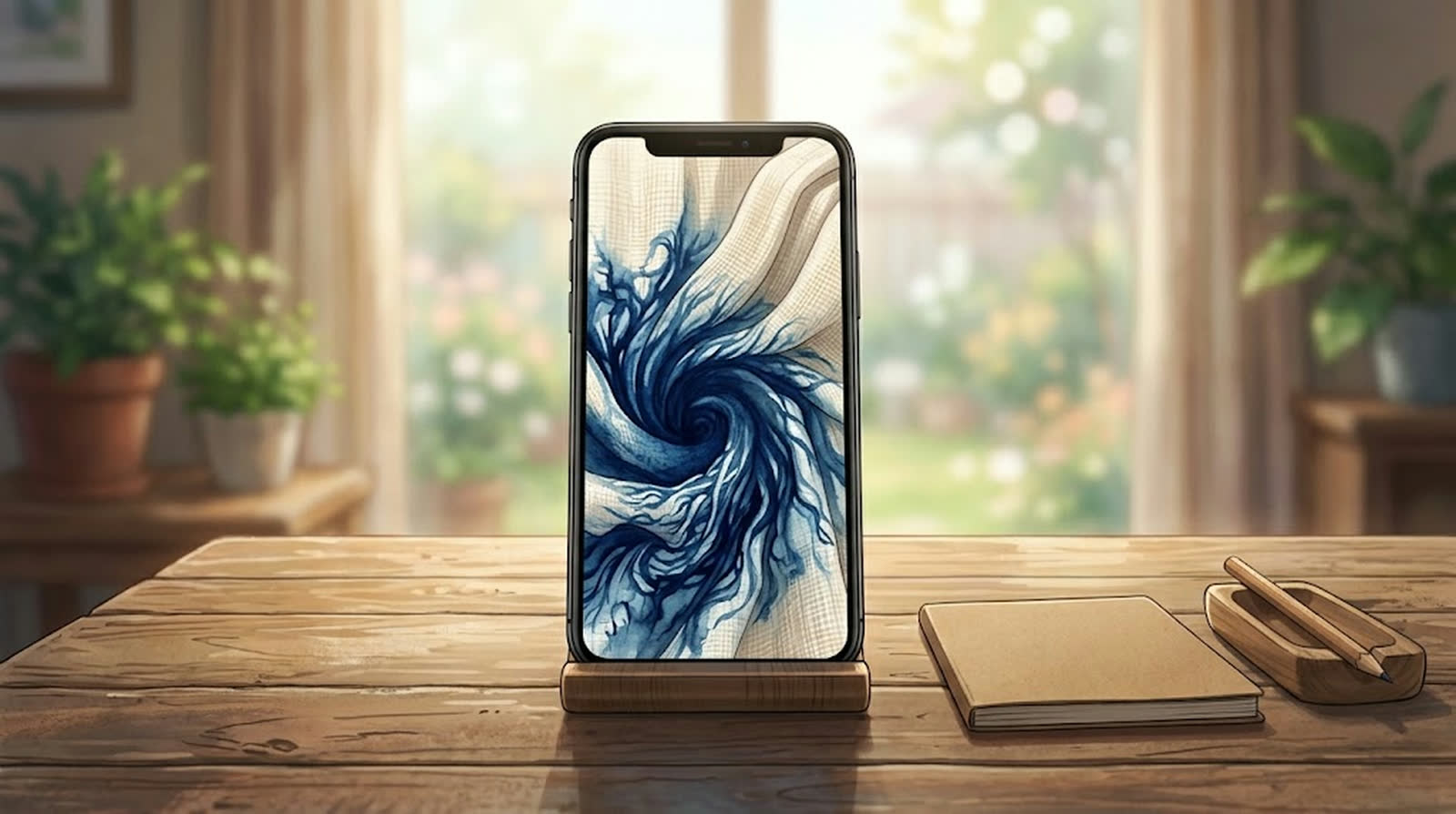 藍色の染料が広がるスマホ画面